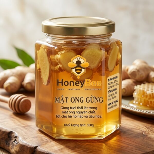 Gừng ngâm mật ong HoneyBee hũ 500g