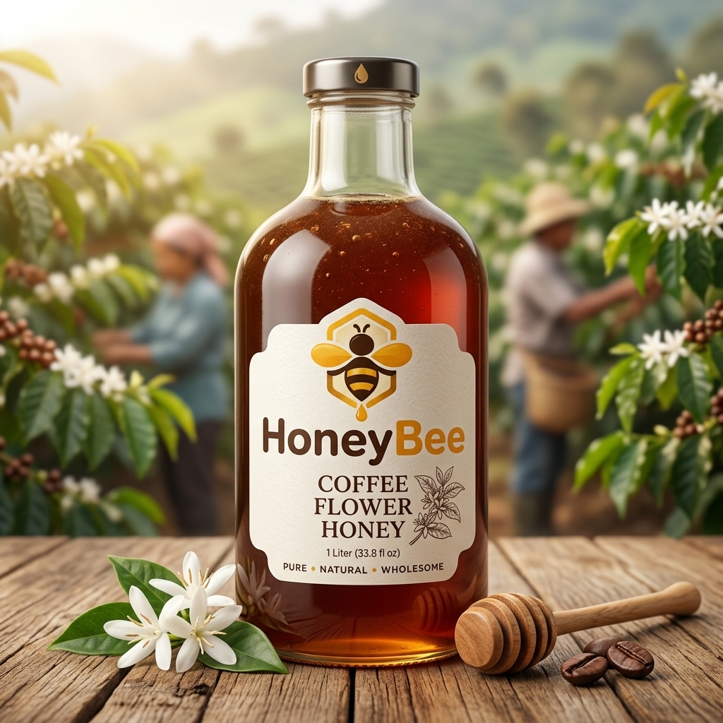 Mật ong hoa cà phê HoneyBee chai 1 lít