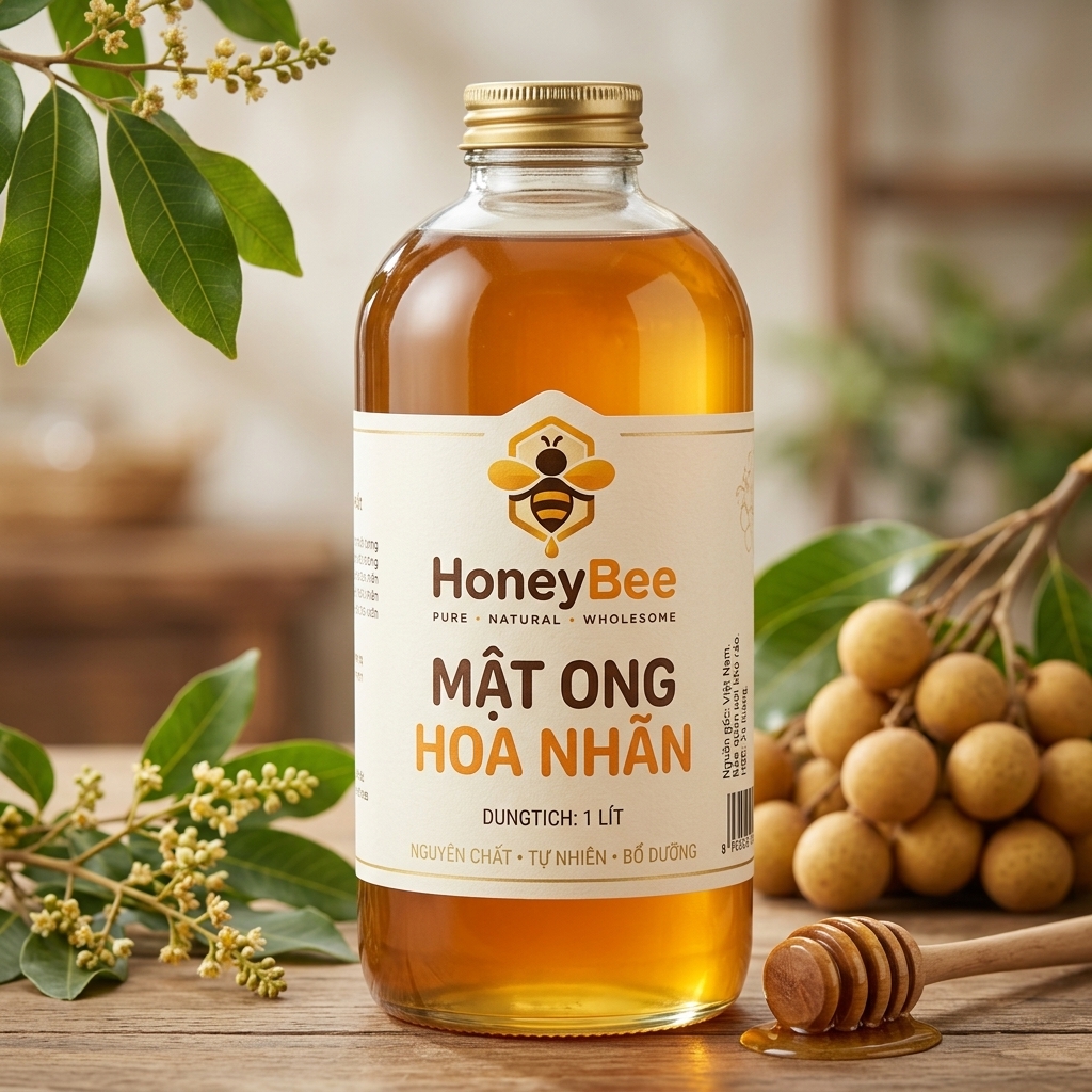 Mật ong hoa nhãn HoneyBee chai 1 lít